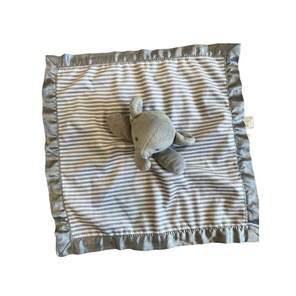 Circo Security Baby Blanket Lovey Elephant Plush Satin Trim Gray Striped Cuddly
